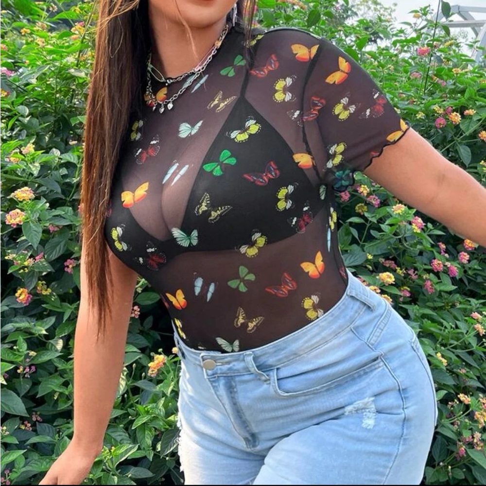 Mesh butterfly body suit
